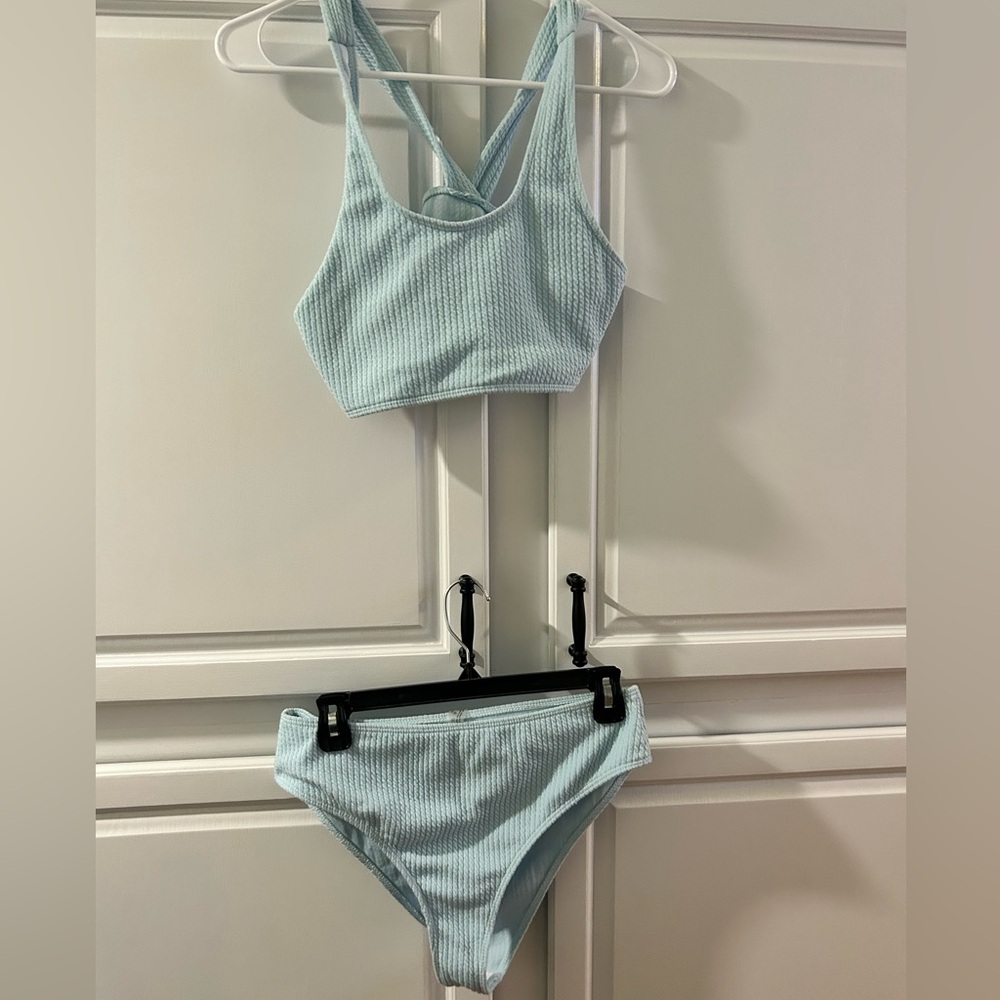 Light Blue Ribbed Bikini Set